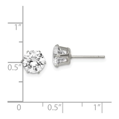 Stainless Steel 7mm Round CZ Stud Earrings – view 7