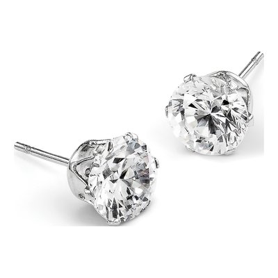 Stainless Steel 7mm Round CZ Stud Earrings – view 8