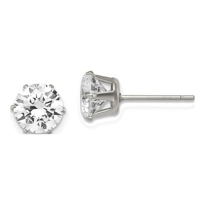 Stainless Steel 7mm Round CZ Stud Earrings