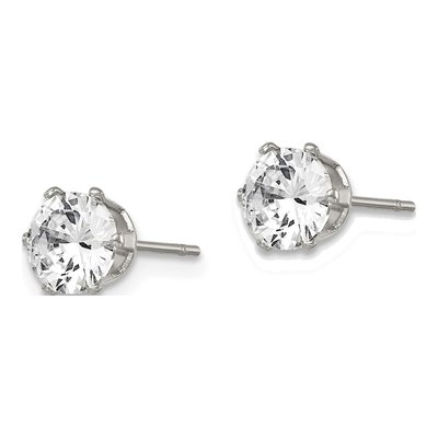 Stainless Steel 6mm Round CZ Stud Earrings – view 5