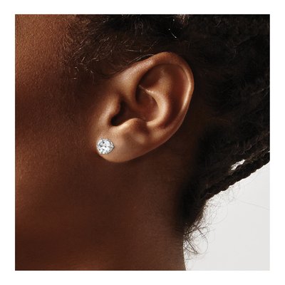 Stainless Steel 6mm Round CZ Stud Earrings – view 6