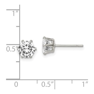 Stainless Steel 6mm Round CZ Stud Earrings – view 7