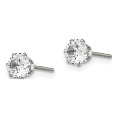 Stainless Steel 5mm Round CZ Stud Earrings – view 5