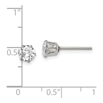 Stainless Steel 5mm Round CZ Stud Earrings – view 7