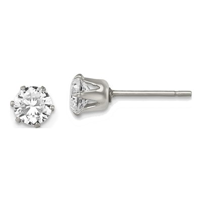 Stainless Steel 5mm Round CZ Stud Earrings