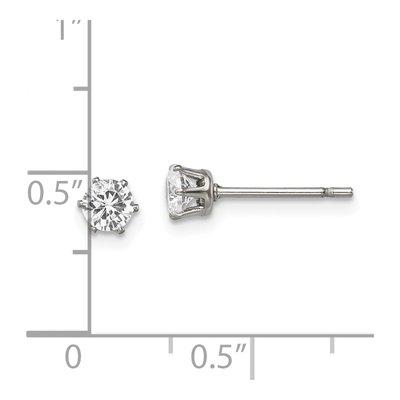 Stainless Steel 4mm Round CZ Stud Earrings – view 7