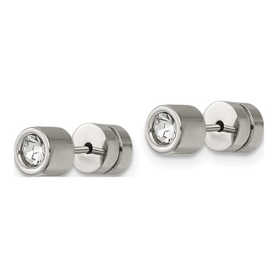 Chisel Stainless Steel CZ Bezel Stud Earrings – view 3