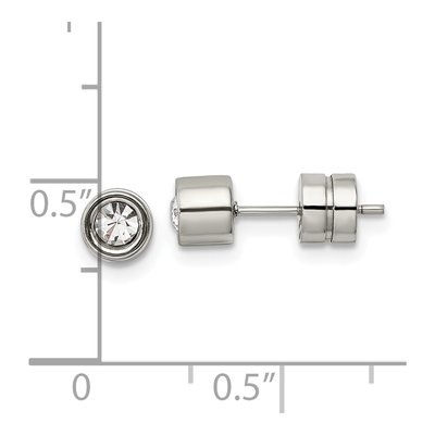 Chisel Stainless Steel CZ Bezel Stud Earrings – view 5