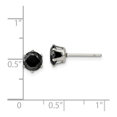 Stainless Steel 6mm Round CZ Stud Earrings – view 7