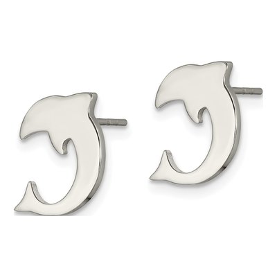 Stainless Steel Dolphin Stud Earrings – view 3