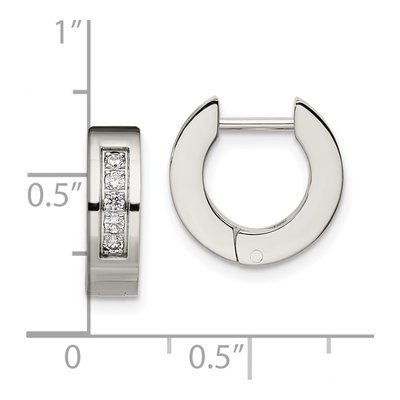 Stainless Steel 9mm CZ Huggie Hoop Earrings – view 5