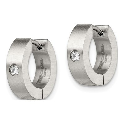 Stainless Steel 9mm CZ Huggie Hoop Earrings – view 5