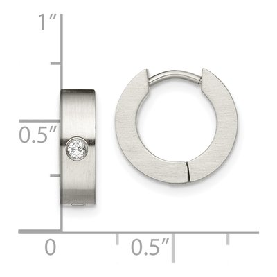 Stainless Steel 9mm CZ Huggie Hoop Earrings – view 7