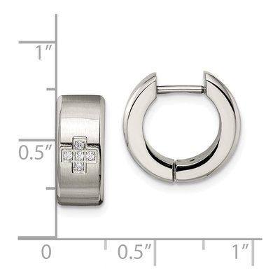 Stainless Steel 9mm CZ Huggie Hoop Earrings – view 5