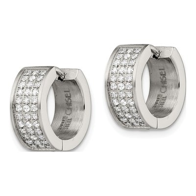 Stainless Steel 10mm CZ Huggie Hoop Earrings – view 5