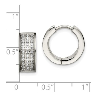Stainless Steel 10mm CZ Huggie Hoop Earrings – view 7