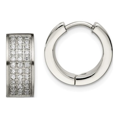 Stainless Steel 10mm CZ Huggie Hoop Earrings