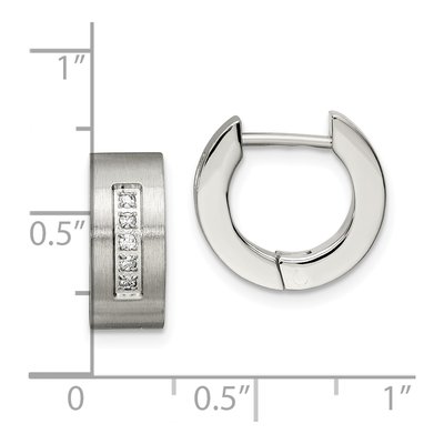 Stainless Steel 9mm CZ Huggie Hoop Earrings – view 7