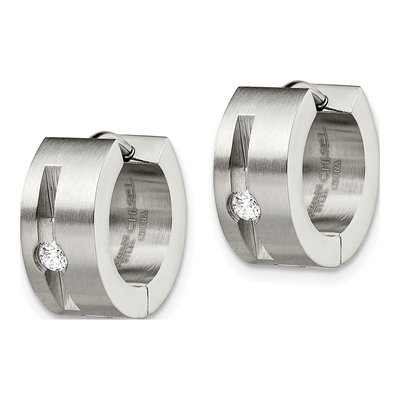 Stainless Steel 10mm CZ Huggie Hoop Earrings – view 5