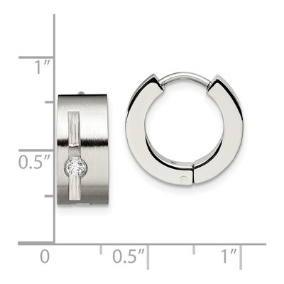 Stainless Steel 10mm CZ Huggie Hoop Earrings – view 7