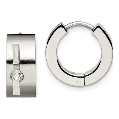 Stainless Steel 10mm CZ Huggie Hoop Earrings
