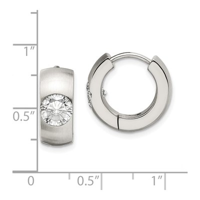 Stainless Steel 14mm CZ Huggie Hoop Earrings – view 7