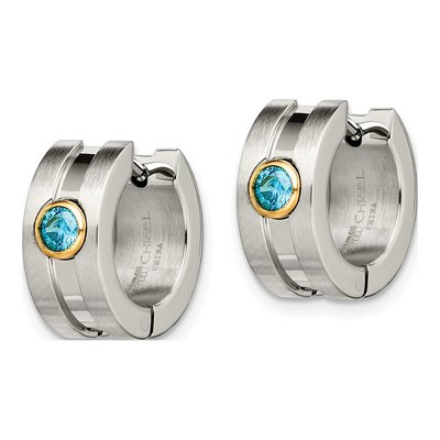 Stainless Steel 10mm CZ IP Huggie Hoop Earrings – view 5