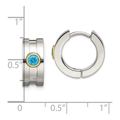 Stainless Steel 10mm CZ IP Huggie Hoop Earrings – view 7