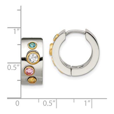 Stainless Steel 10mm CZ IP Huggie Hoop Earrings – view 7