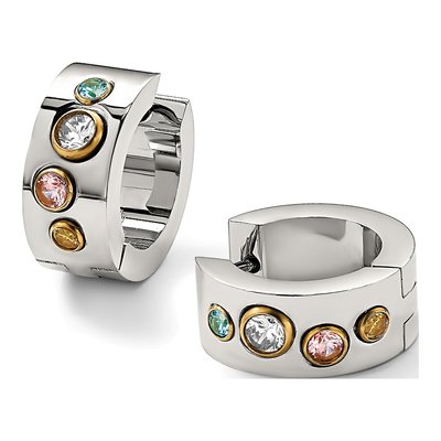 Stainless Steel 10mm CZ IP Huggie Hoop Earrings – view 8