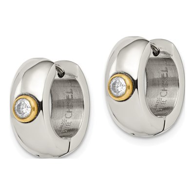 Stainless Steel 11mm CZ Huggie Hoop Earrings – view 3