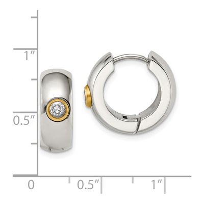 Stainless Steel 11mm CZ Huggie Hoop Earrings – view 5