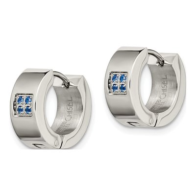 Stainless Steel 9mm CZ Huggie Hoop Earrings – view 5