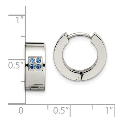 Stainless Steel 9mm CZ Huggie Hoop Earrings – view 7