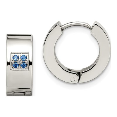 Stainless Steel 9mm CZ Huggie Hoop Earrings