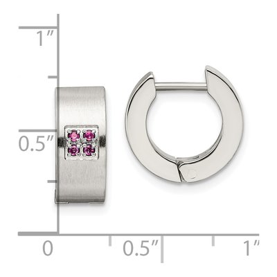 Stainless Steel 9mm CZ Huggie Hoop Earrings – view 7