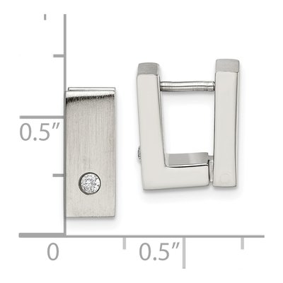 Stainless Steel 6mm CZ Square Huggie Hoop Earrings – view 7