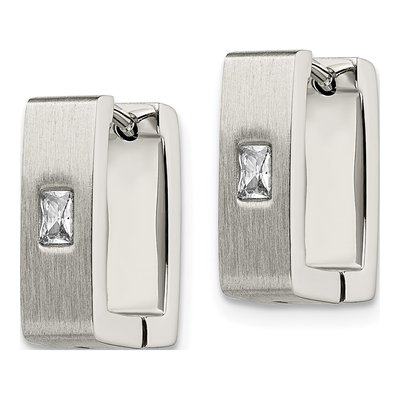 Stainless Steel 8mm CZ Huggie Hoop Earrings – view 3