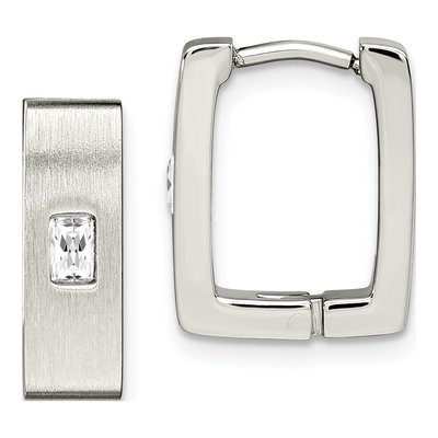 Stainless Steel 8mm CZ Huggie Hoop Earrings