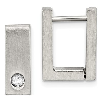 Stainless Steel 4mm CZ Huggie Hoop Earrings