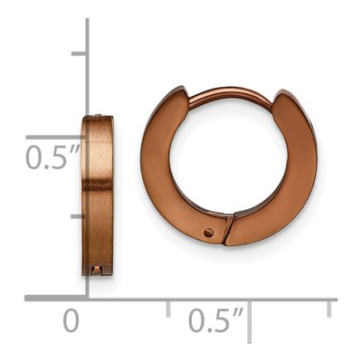 Stainless Steel 10mm Brown IP Huggie Hoop Earrings – view 7