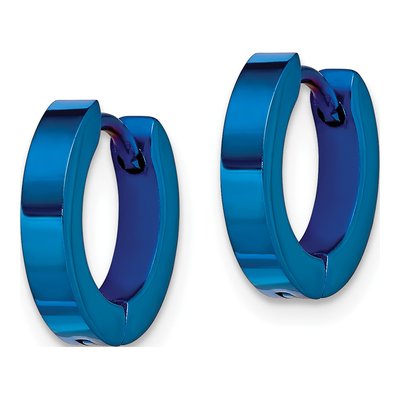 Stainless Steel 9mm Blue IP Huggie Hoop Earrings – view 5