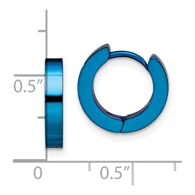 Stainless Steel 9mm Blue IP Huggie Hoop Earrings – view 7