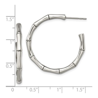 Stainless Steel 30mm Bamboo Hoop Earrings – view 7