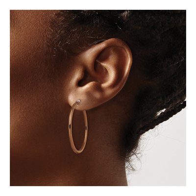 Stainless Steel 29mm Brown IP Hoop Earrings – view 6