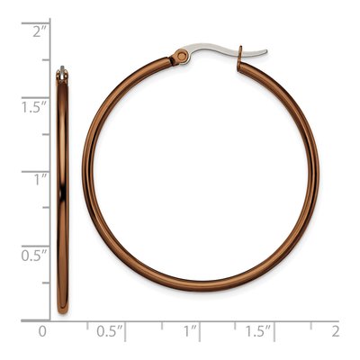 Stainless Steel 35mm Brown IP Hoop Earrings – view 6