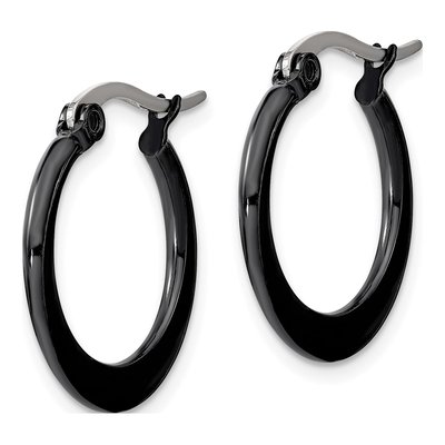 Black Stainless Steel 20mm Hoop Earrings – view 3