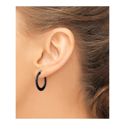 Black Stainless Steel 20mm Hoop Earrings – view 4