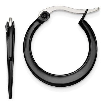 Black Stainless Steel 20mm Hoop Earrings