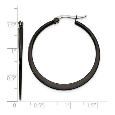 Black Stainless Steel 35mm Black Hoop Earrings – view 6